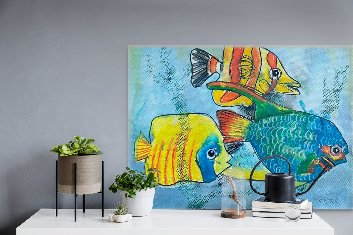 Three colorful Fish Viktor Bevanda Prints and canvas - available in more sizes