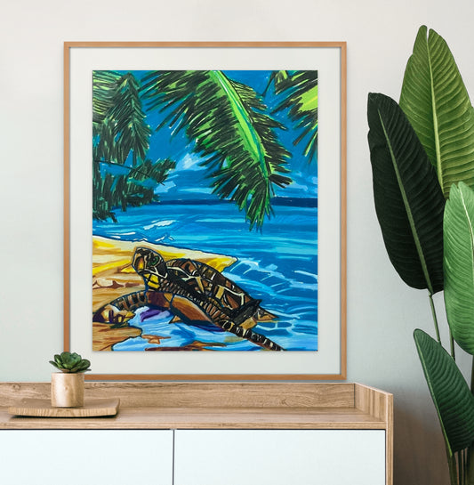 Sea Turtle on the Beach Viktor Bevanda Prints and canvas - available in more sizes